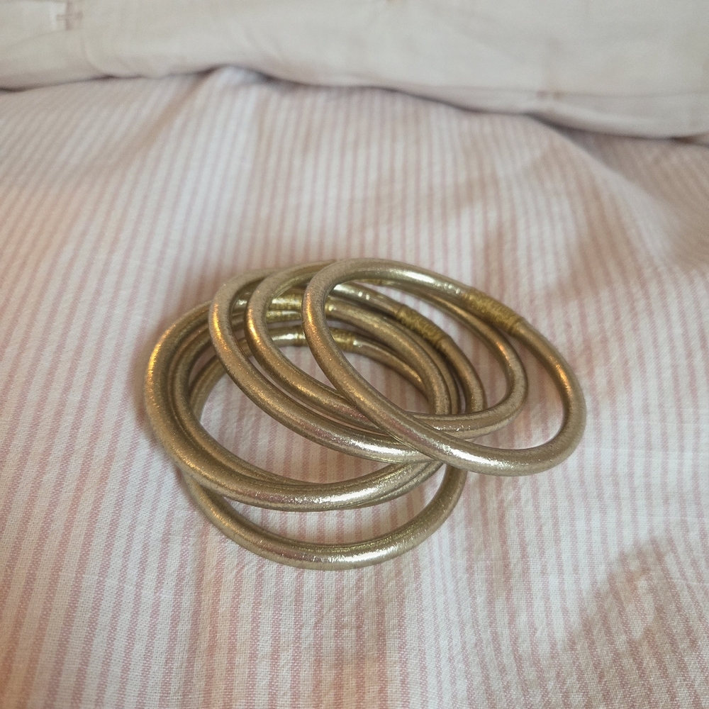 BUDHAGIRL Etoile All Weather Bangles® (Set of 6) - Serenity Prayer Sz Medium - Picture 2 of 5